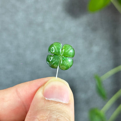 4 Leaf Clover Natural Nephrite Jade Charm