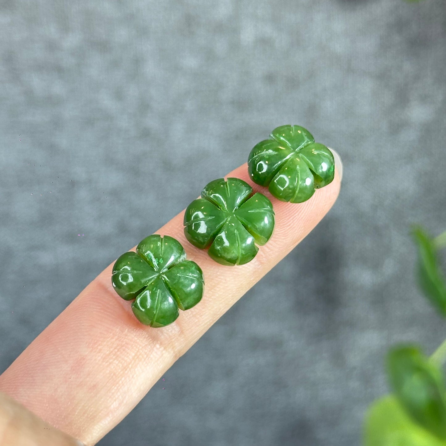 4 Leaf Clover Natural Nephrite Jade Charm