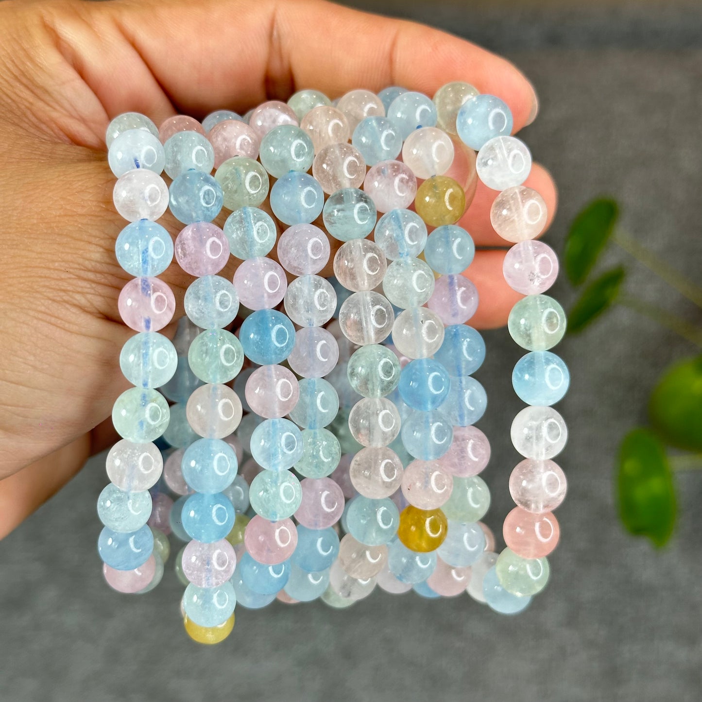 Natural Beryl-Morganite Bracelet Size 8 mm