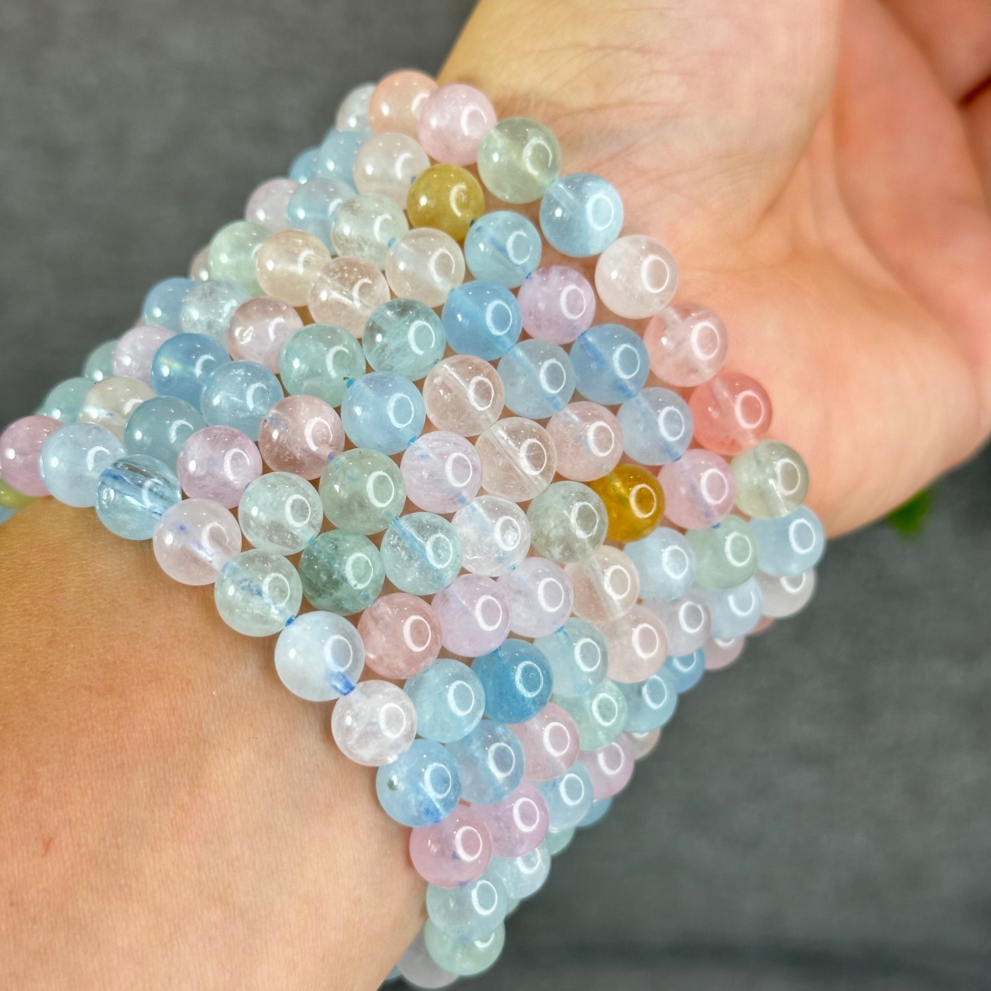 Natural Beryl-Morganite Bracelet Size 8 mm