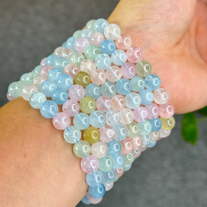 Natural Beryl-Morganite Bracelet Size 8 mm