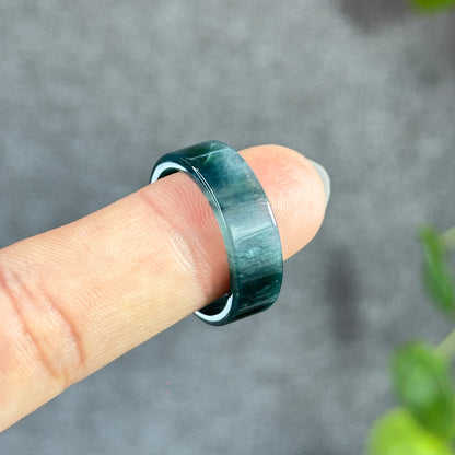 Water Green Natural Jadeite Jade Ring Square Style Size 2.07