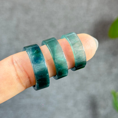 Water Green Natural Jadeite Jade Ring Square Style Size 2.07