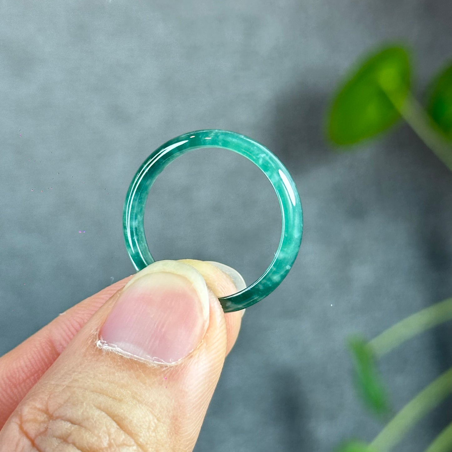 Water Green Natural Jadeite Jade Ring Leaf Style Size