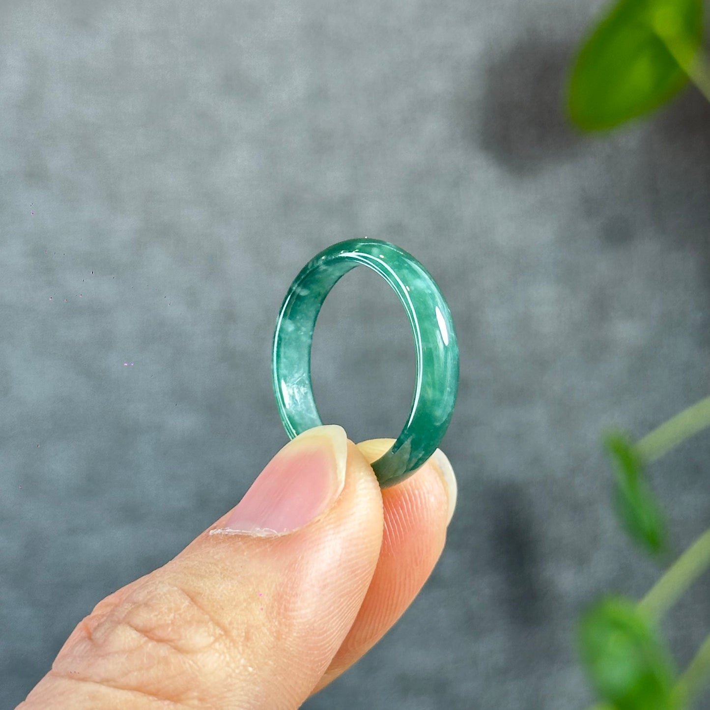 Water Green Natural Jadeite Jade Ring Leaf Style Size