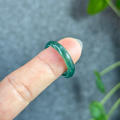 Water Green Natural Jadeite Jade Ring Leaf Style Size