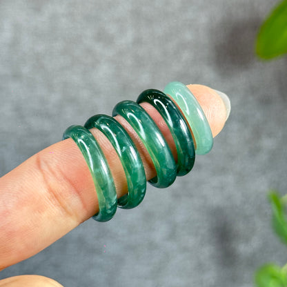 Water Green Natural Jadeite Jade Ring Leaf Style Size