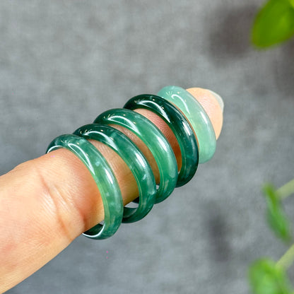 Water Green Natural Jadeite Jade Ring Leaf Style Size