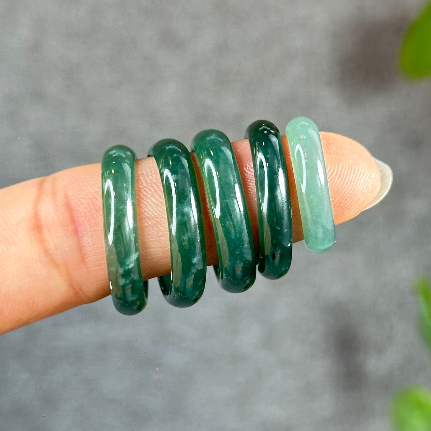 Water Green Natural Jadeite Jade Ring Leaf Style Size