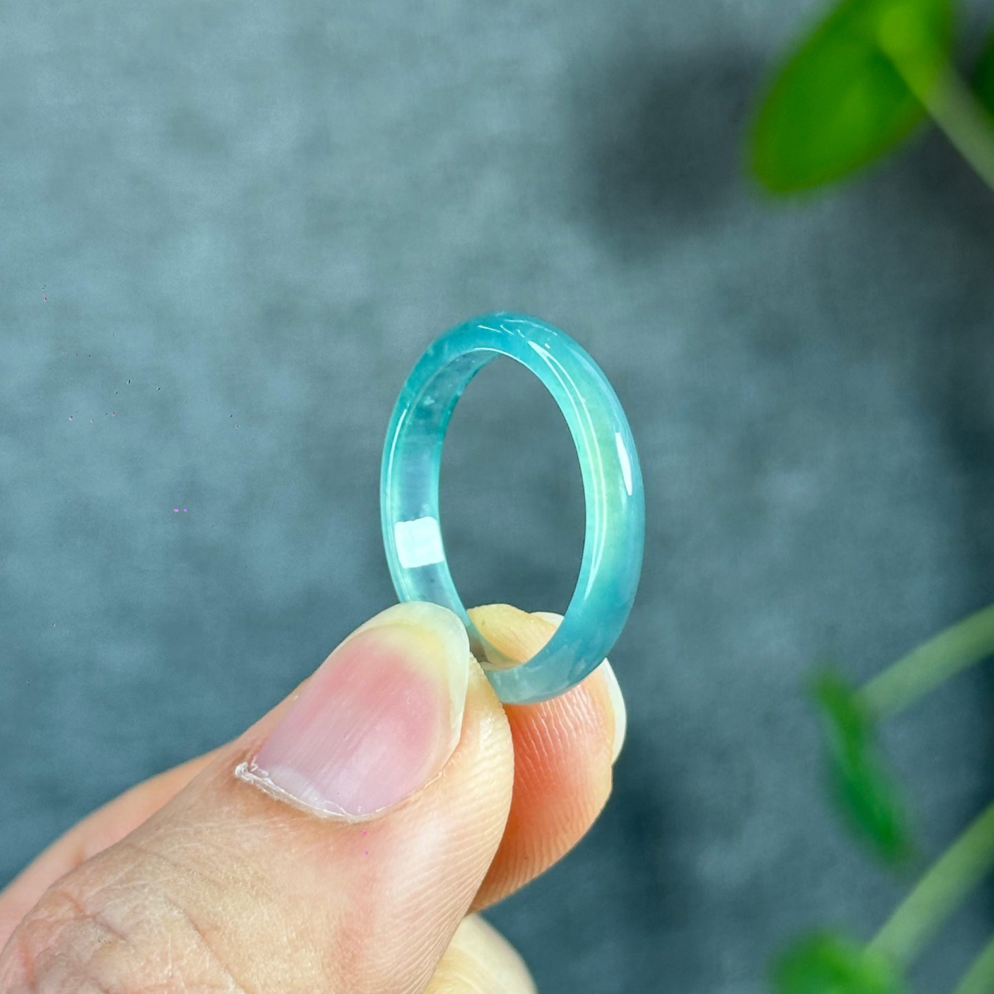 Icy Translucent Water Green Natural Jadeite Jade VIP Ring Size 1.93
