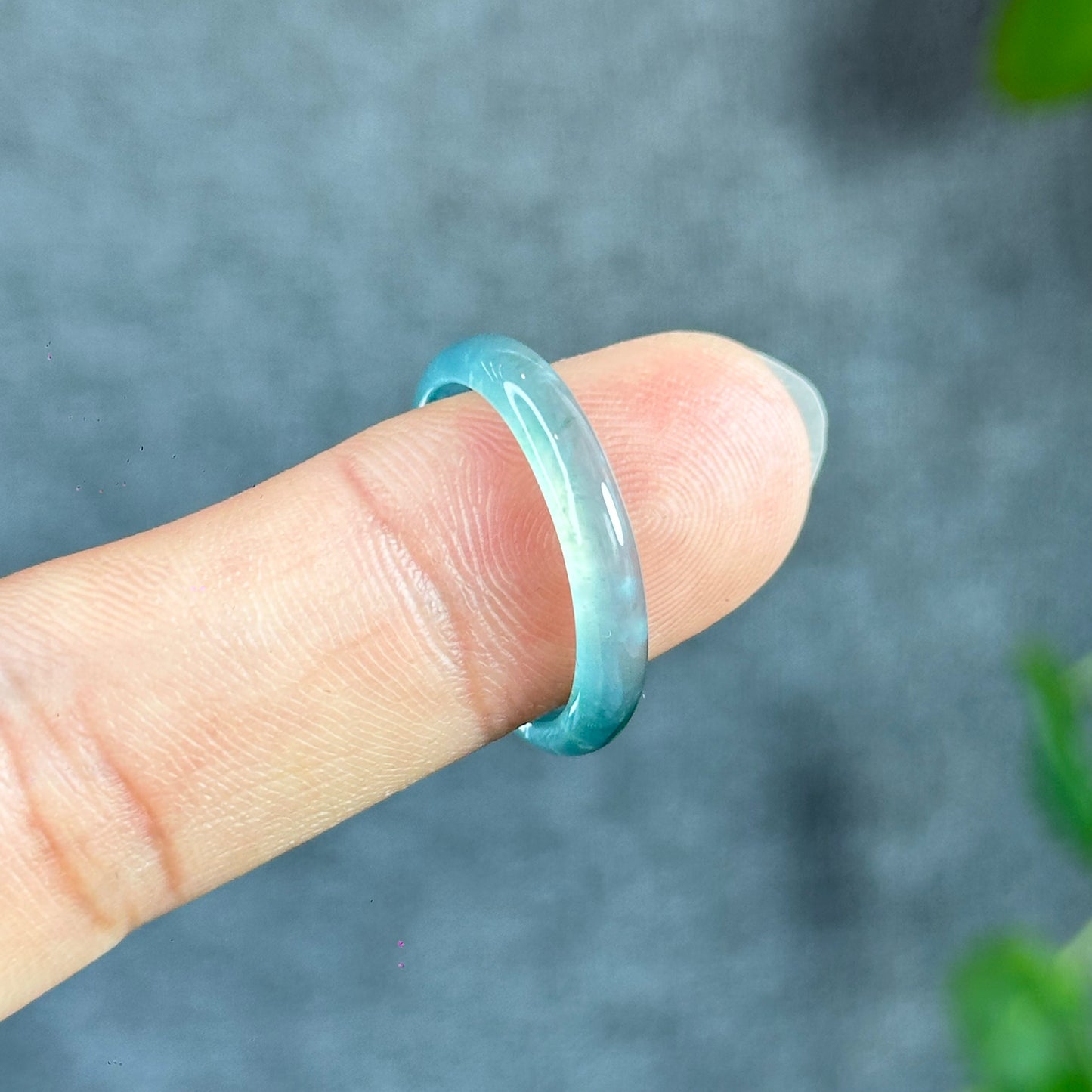 Icy Translucent Water Green Natural Jadeite Jade VIP Ring Size 1.93