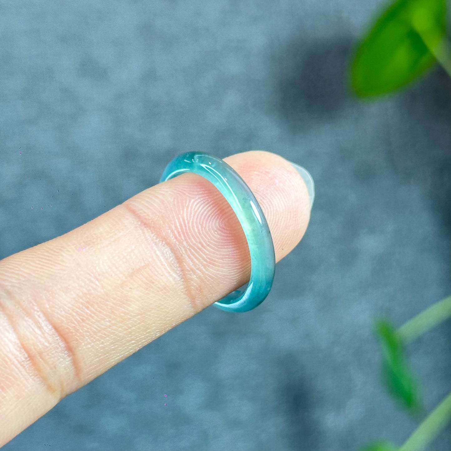 Icy Translucent Water Green Natural Jadeite Jade VIP Ring Size 1.93