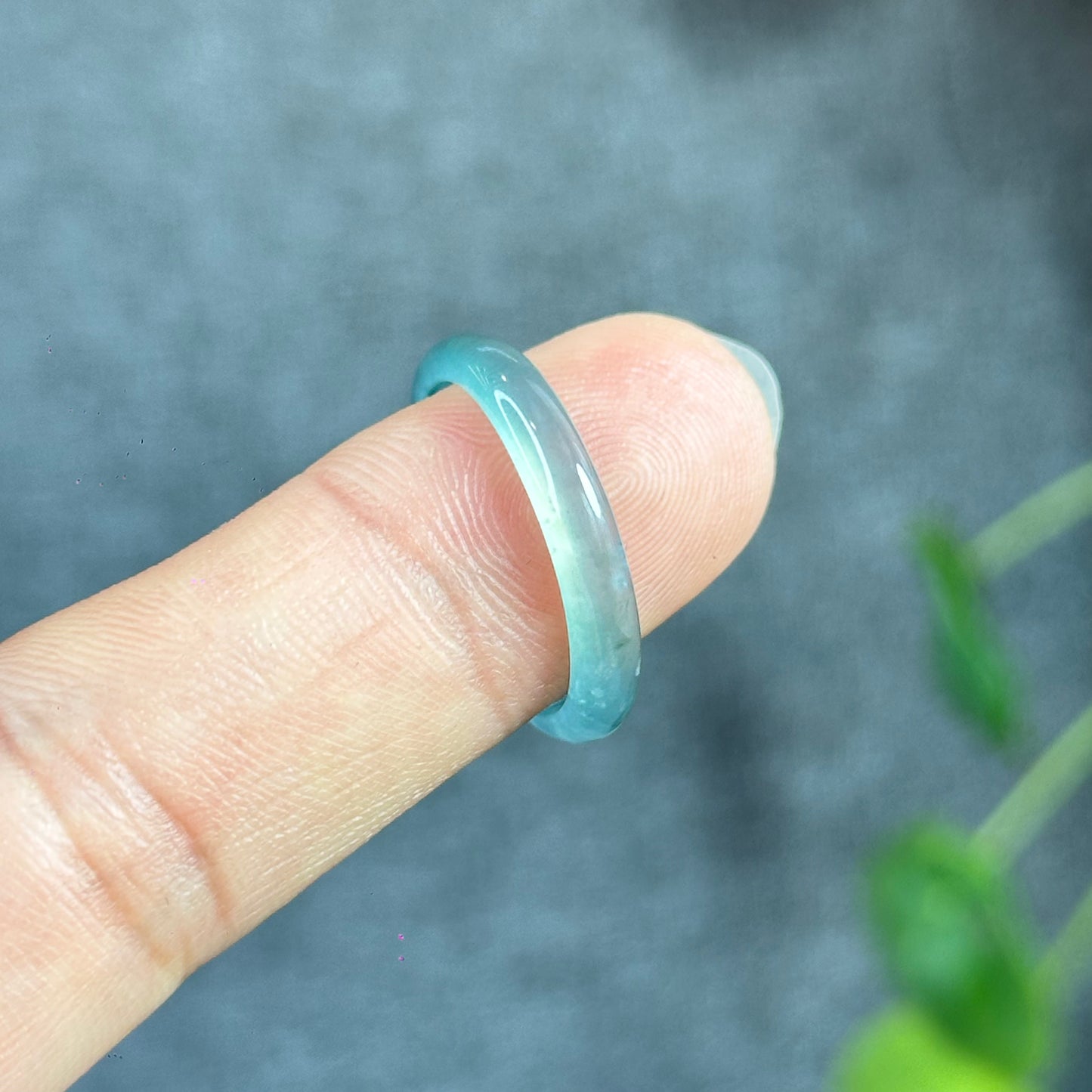 Icy Translucent Water Green Natural Jadeite Jade VIP Ring Size 1.93