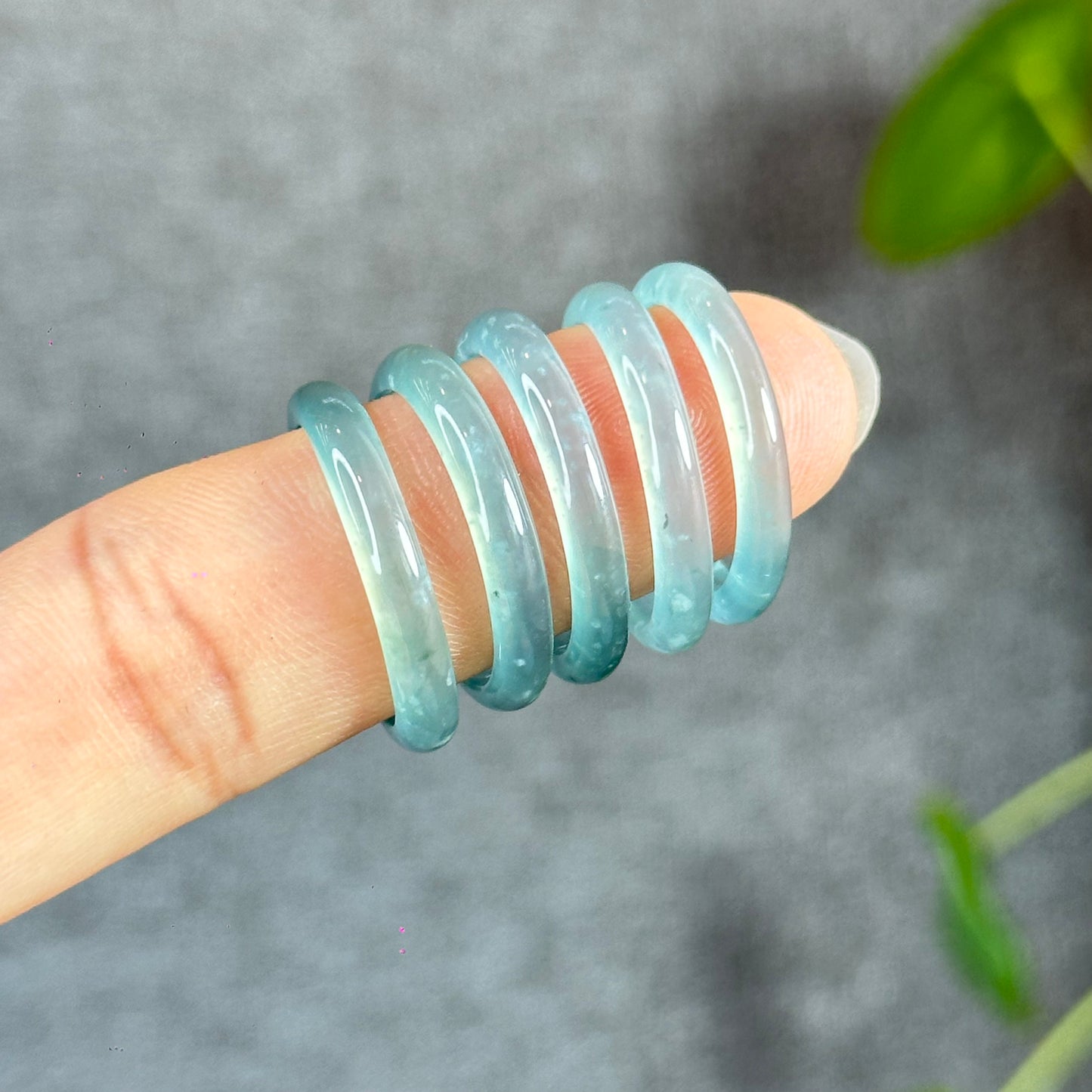 Icy Translucent Water Green Natural Jadeite Jade VIP Ring Size 1.93