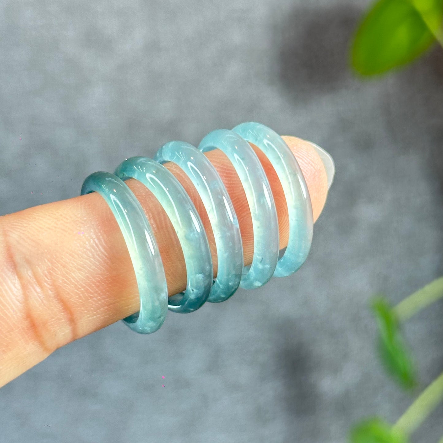 Icy Translucent Water Green Natural Jadeite Jade VIP Ring Size 1.93