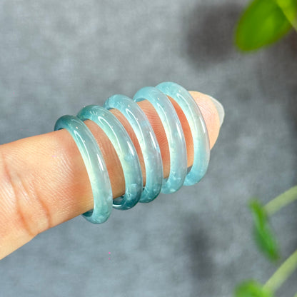 Icy Translucent Water Green Natural Jadeite Jade VIP Ring Size 1.93