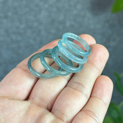 Icy Translucent Water Green Natural Jadeite Jade VIP Ring Size 1.93