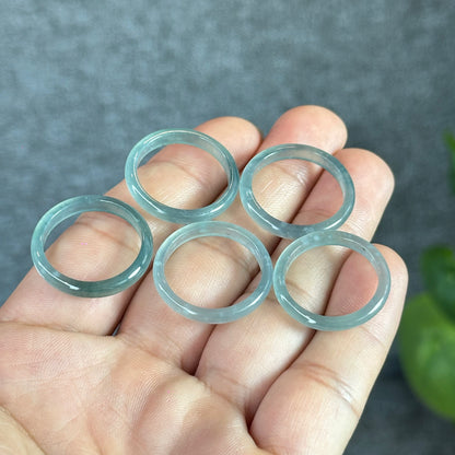 Icy Translucent Water Green Natural Jadeite Jade VIP Ring Size 1.93