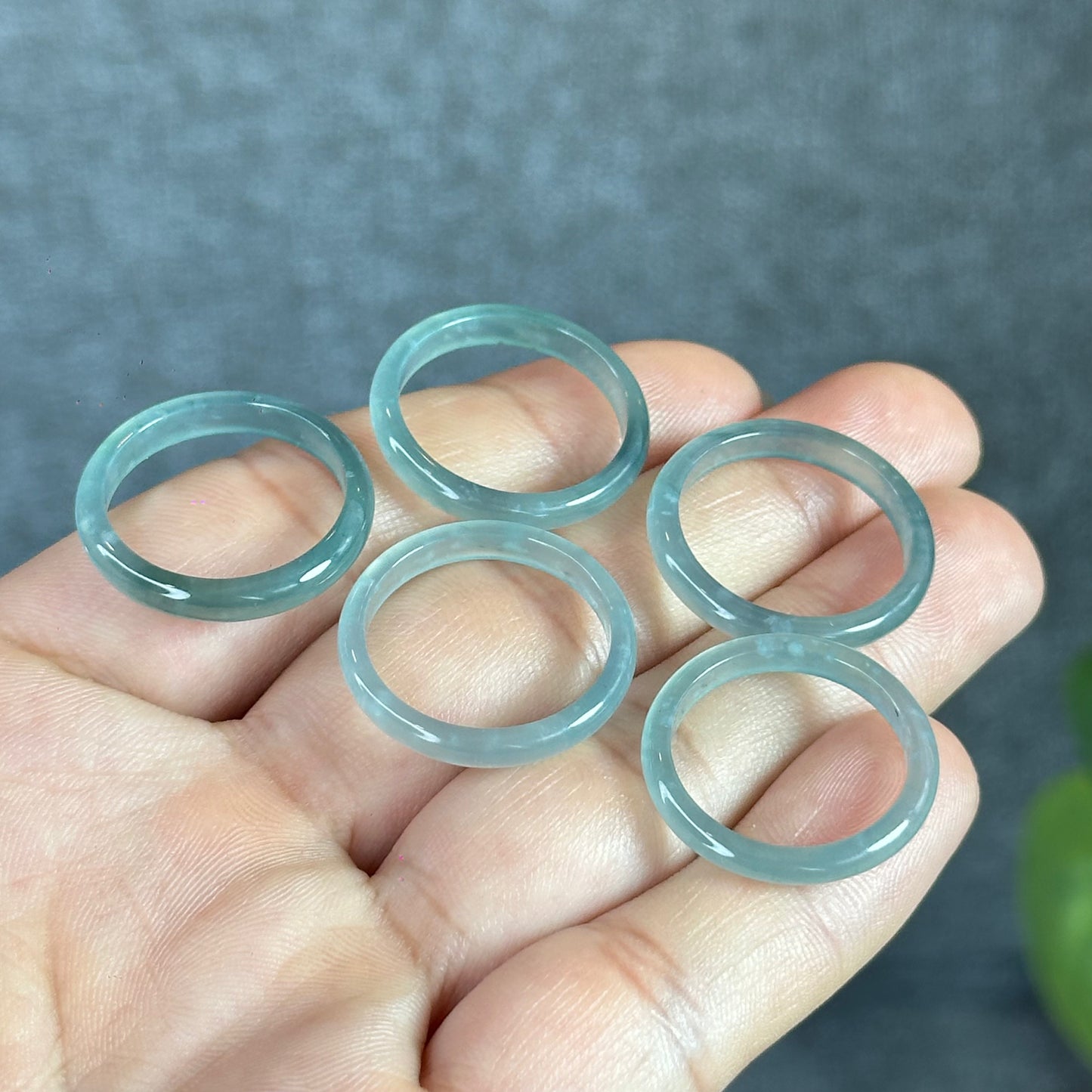 Icy Translucent Water Green Natural Jadeite Jade VIP Ring Size 1.93