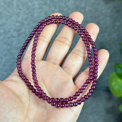 Purple Natural Garnet Triple Wrap VIP Bracelet Size 4.5 mm