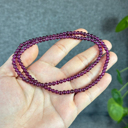 Purple Natural Garnet Triple Wrap VIP Bracelet Size 4.5 mm