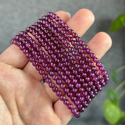 Purple Natural Garnet Triple Wrap VIP Bracelet Size 4.5 mm