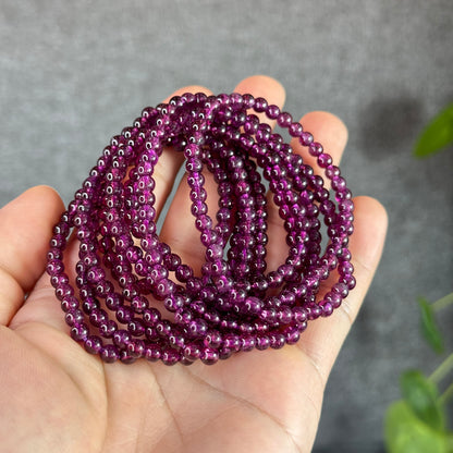 Purple Natural Garnet Triple Wrap VIP Bracelet Size 4.5 mm