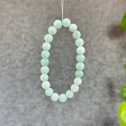 Ivory Mix Light Green Natural Jadeite Jade Bracelet Size 8 mm