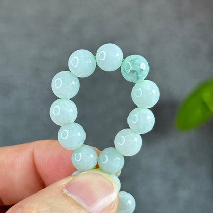 Ivory Mix Light Green Natural Jadeite Jade Bracelet Size 8 mm