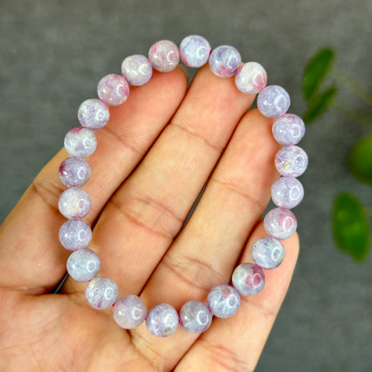 Natural Unicorn Pink Tourmaline with Lepidolite Bracelet