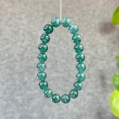 Water Green Semi-Translucent Natural Jadeite Jade Bracelet Size 10 mm