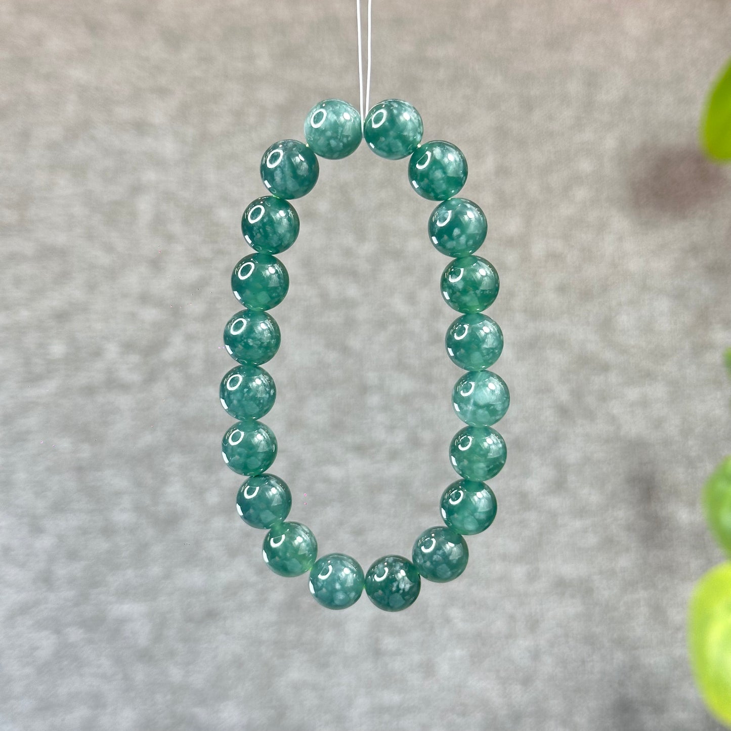 Water Green Semi-Translucent Natural Jadeite Jade Bracelet Size 10 mm