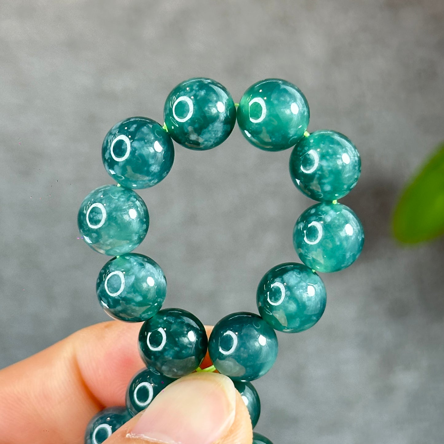 Water Green Semi-Translucent Natural Jadeite Jade Bracelet Size 10 mm