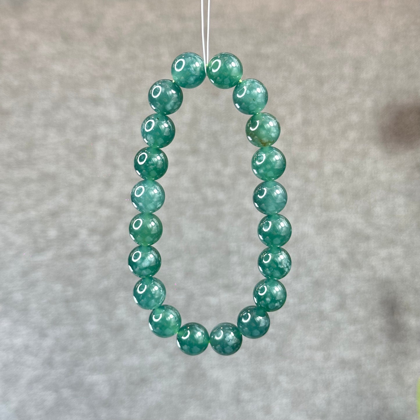 Water Green Semi-Translucent Natural Jadeite Jade Bracelet Size 10 mm