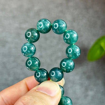 Water Green Semi-Translucent Natural Jadeite Jade Bracelet Size 10 mm