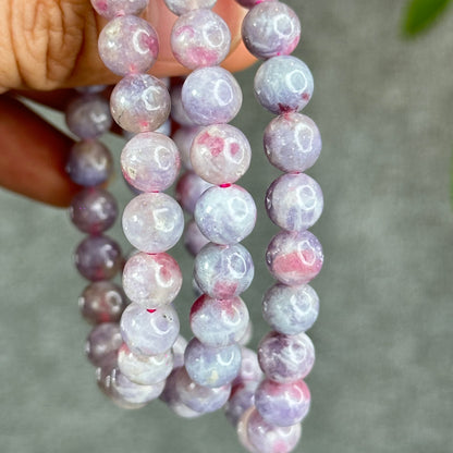 Natural Unicorn Pink Tourmaline with Lepidolite Bracelet