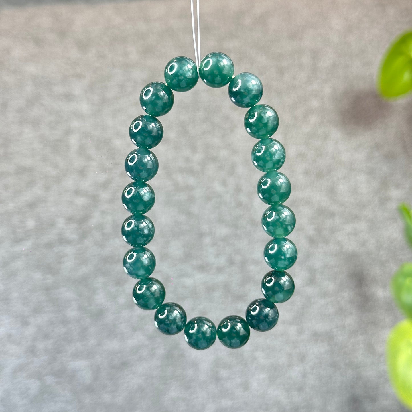 Water Green Semi-Translucent Natural Jadeite Jade Bracelet Size 10 mm