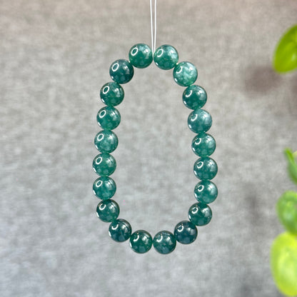 Water Green Semi-Translucent Natural Jadeite Jade Bracelet Size 10 mm