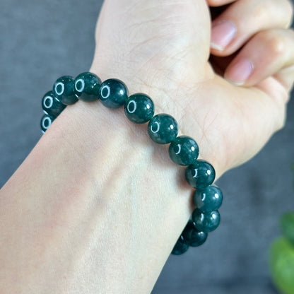 Water Green Semi-Translucent Natural Jadeite Jade Bracelet Size 10 mm