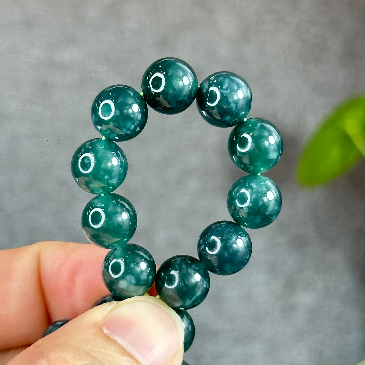 Water Green Semi-Translucent Natural Jadeite Jade Bracelet Size 10 mm