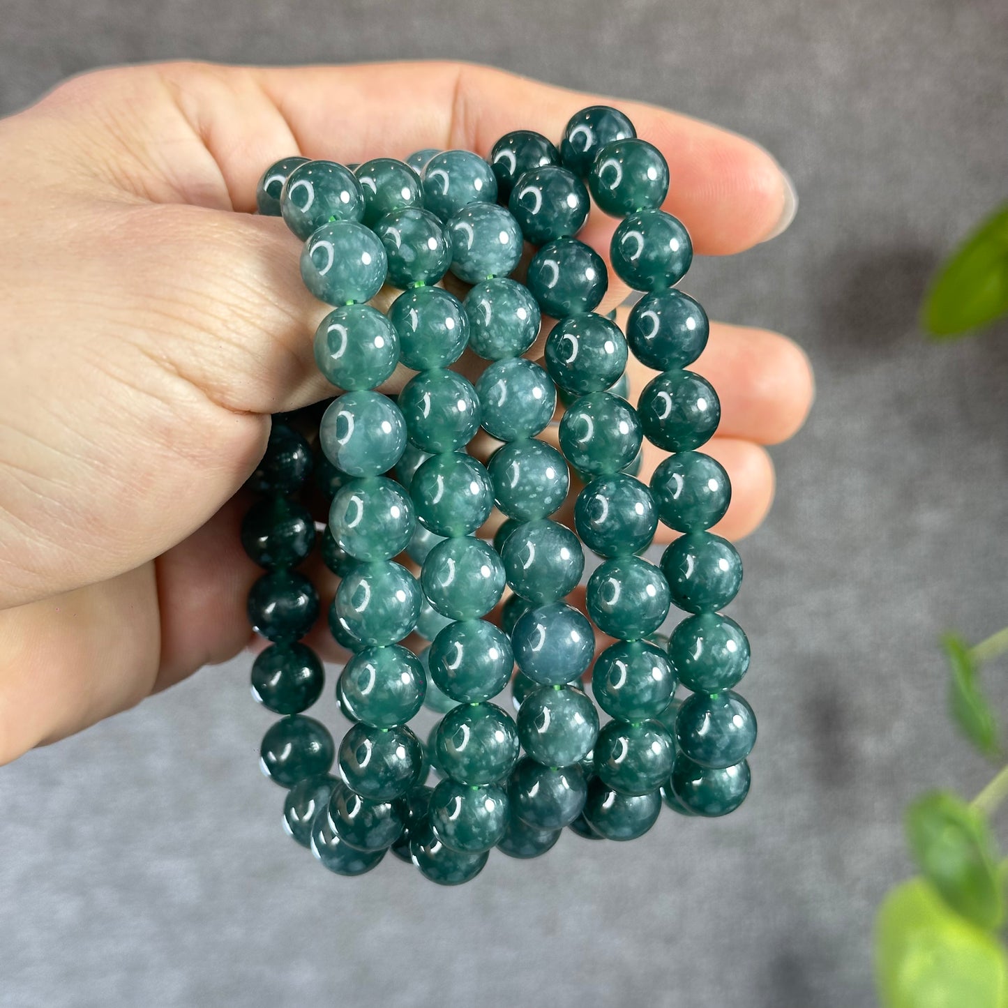 Water Green Semi-Translucent Natural Jadeite Jade Bracelet Size 10 mm