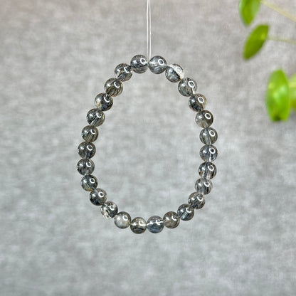 Natural Black Rutilated Quartz Bracelet Size 7 mm