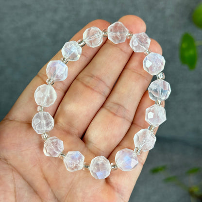Natural Faceted Moonstone Bracelet Size 10 mm