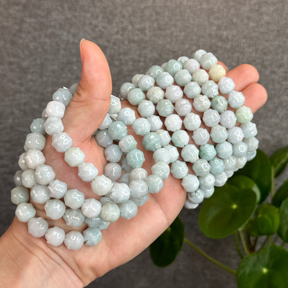 Vo Uu Natural Jadeite Jade Flower Bracelet Size 10 mm