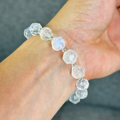 Natural Faceted Moonstone Bracelet Size 10 mm
