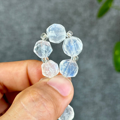 Natural Faceted Moonstone Bracelet Size 10 mm