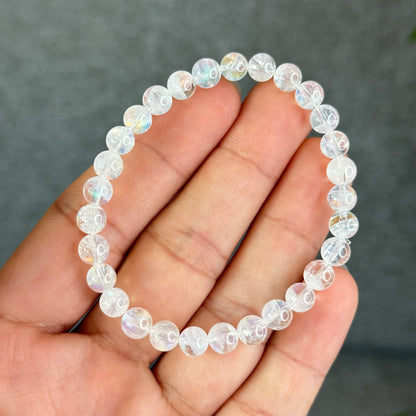 Natural Rainbow Moonstone Bracelet Size 6 mm