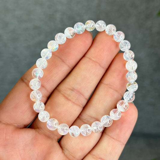 Natural Rainbow Moonstone Bracelet Size 6 mm