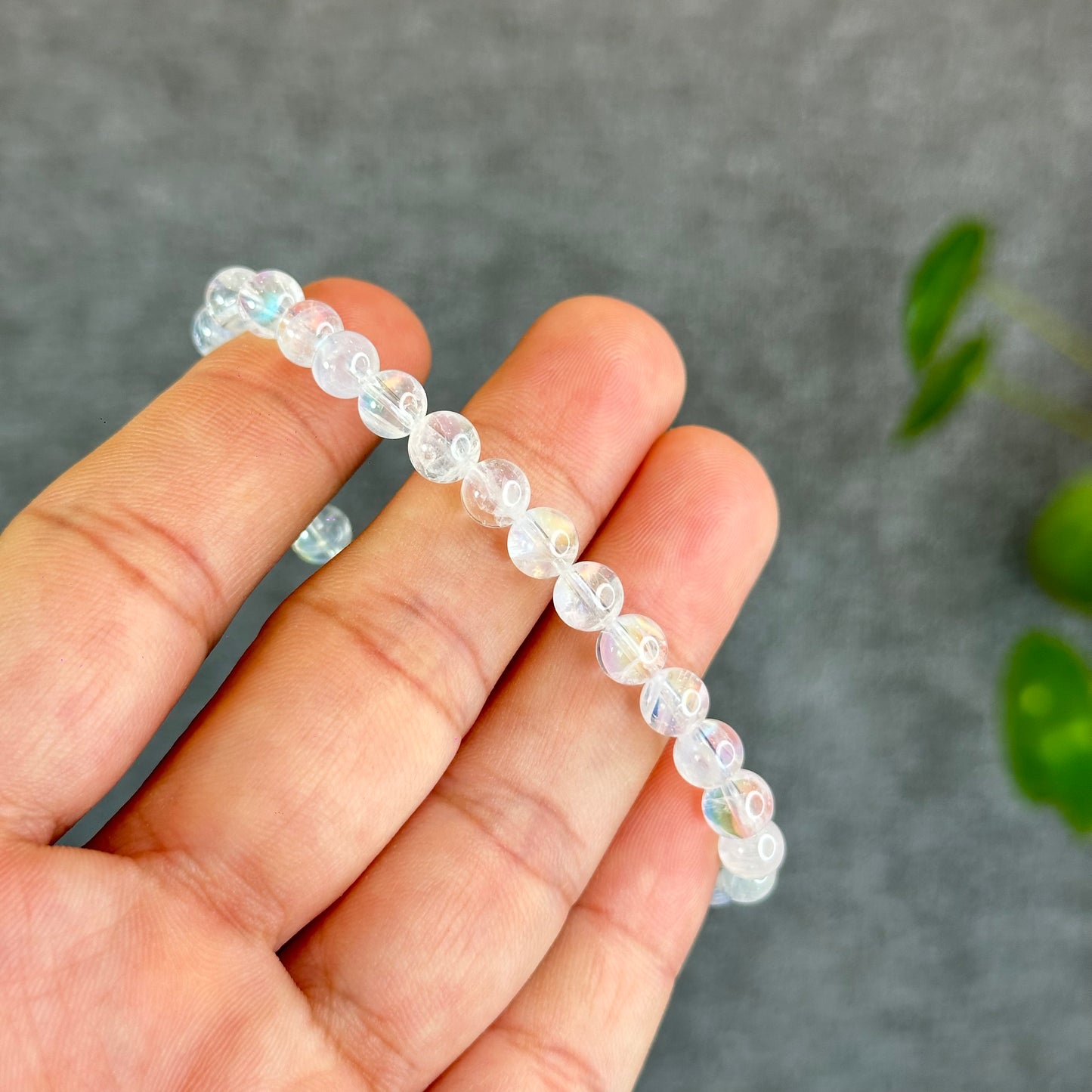 Natural Rainbow Moonstone Bracelet Size 6 mm