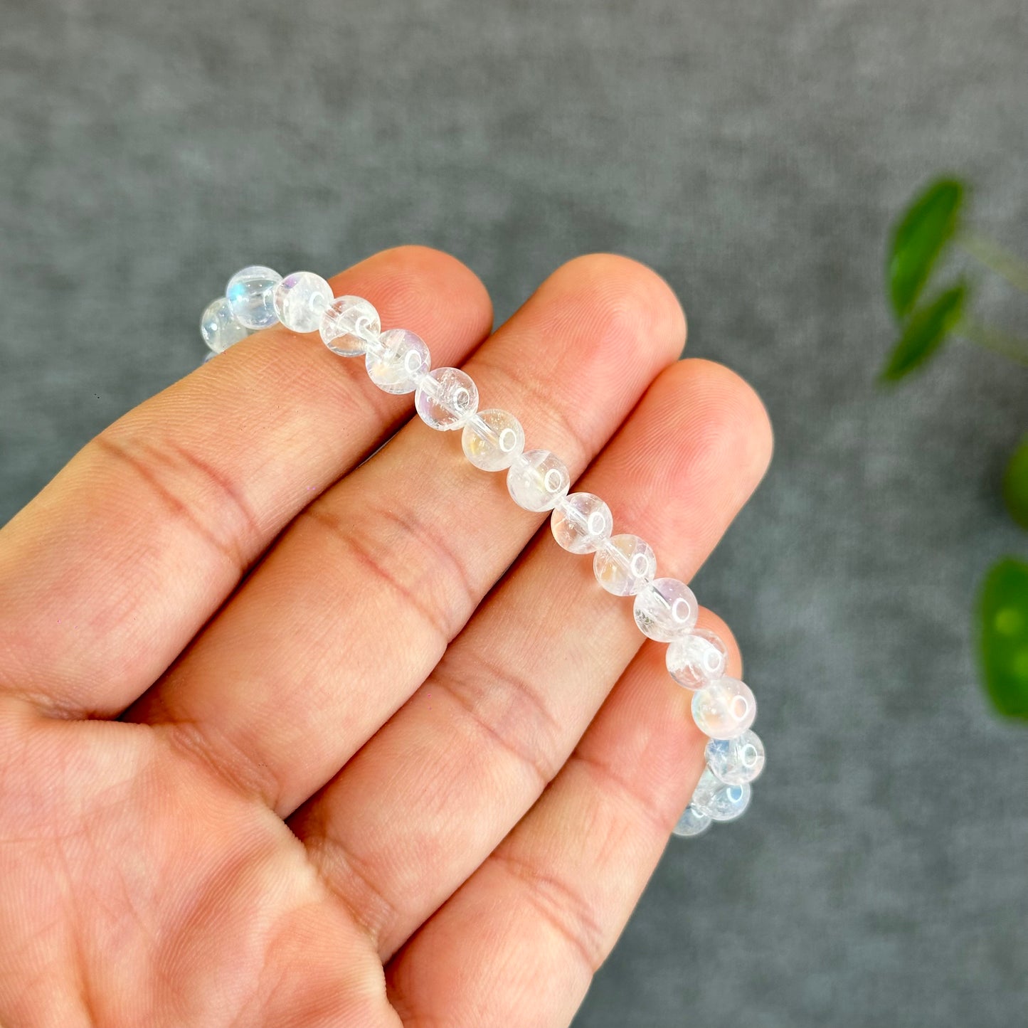 Natural Rainbow Moonstone Bracelet Size 6 mm